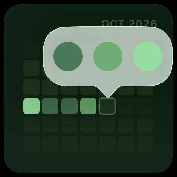 Movement tracker, month view, with the shade picker open on today