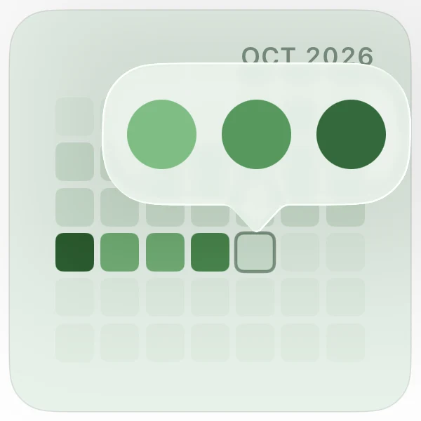 Movement tracker, month view, with the shade picker open on today