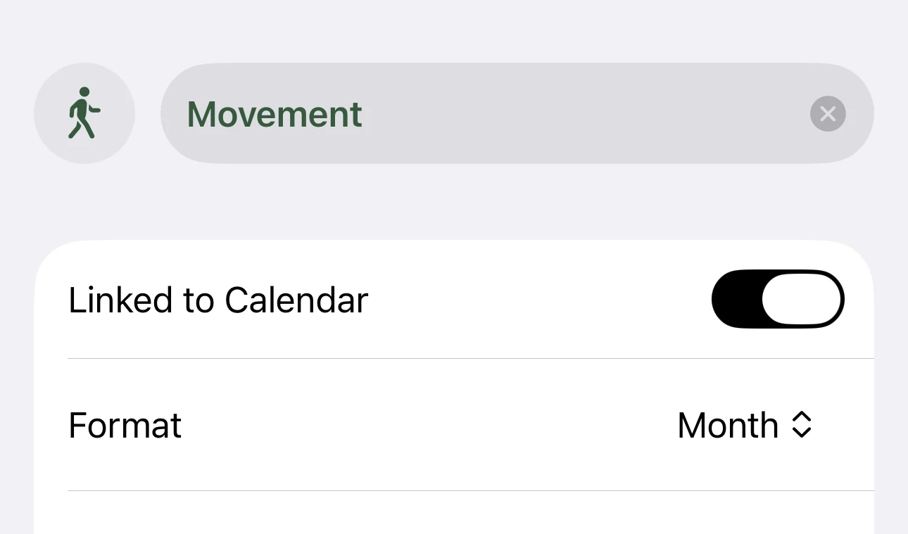 New Movement tracker: Linked to Calendar and Format settings