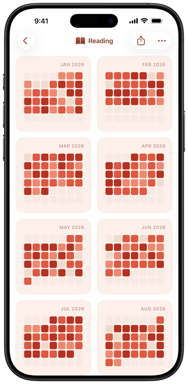 Reading tracker, month view